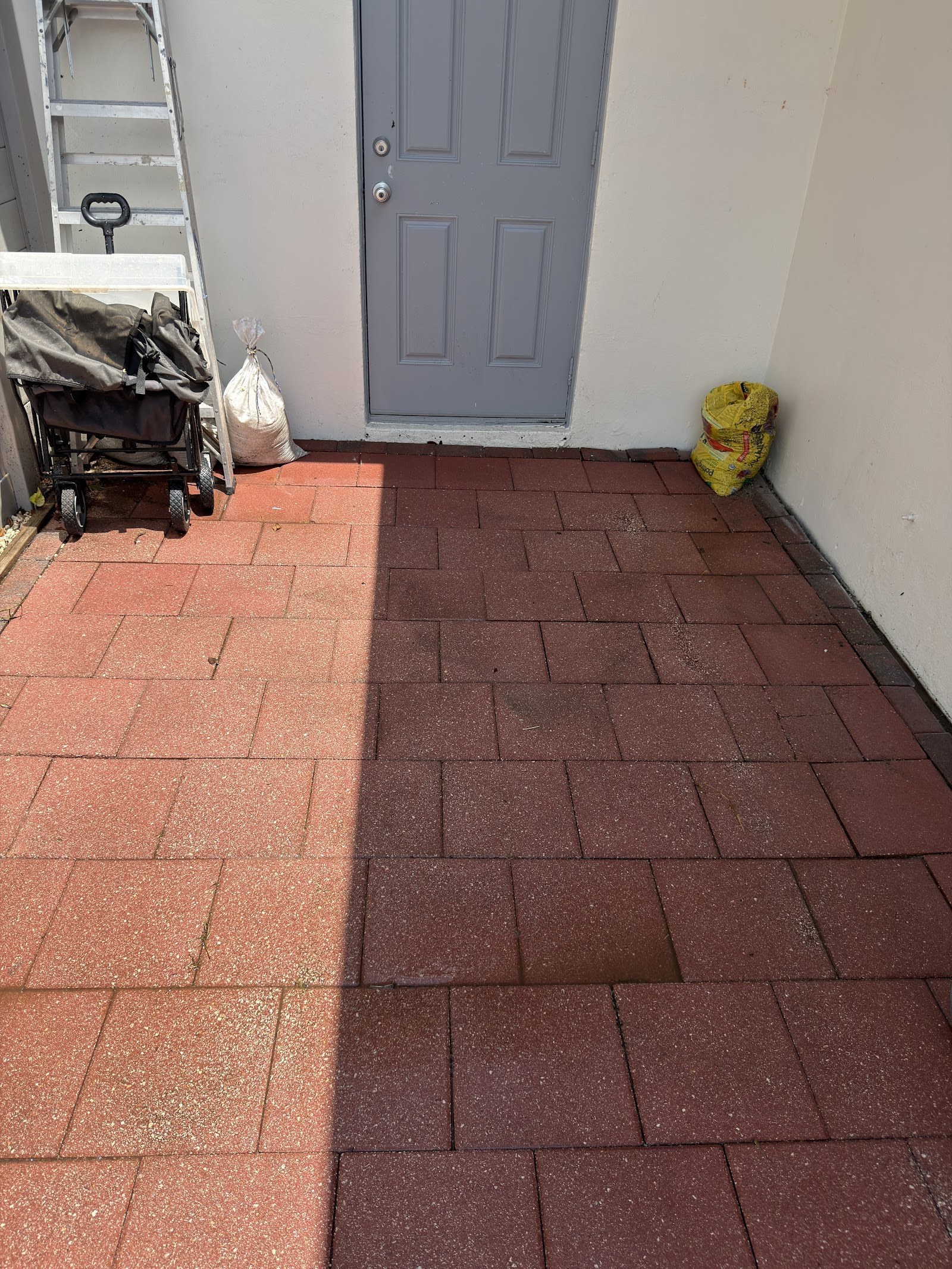 Brick paver entry patio, deep cleaned
